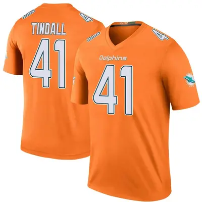 Men's Legend Channing Tindall Miami Dolphins Orange Color Rush Jersey
