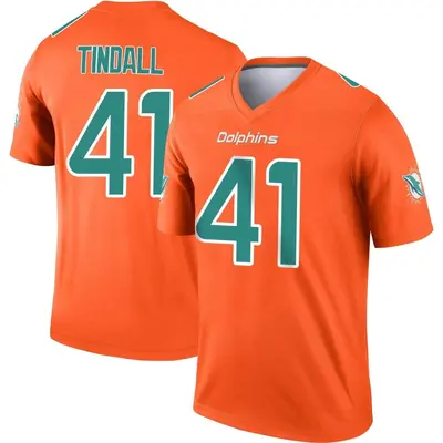 Men's Legend Channing Tindall Miami Dolphins Orange Inverted Jersey