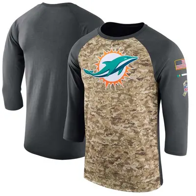 Men's Legend Miami Dolphins Camo/Anthracite Salute to Service 2017 Sideline Performance Three-Quarter Sleeve T-Shirt