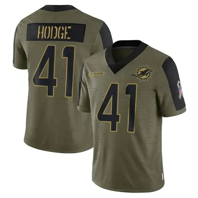 Men's Limited Darius Hodge Miami Dolphins Olive 2021 Salute To Service Jersey