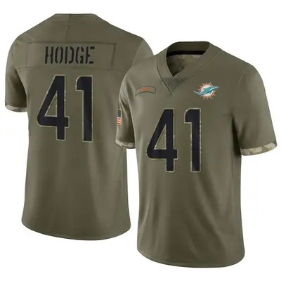 Men's Limited Darius Hodge Miami Dolphins Olive 2022 Salute To Service Jersey