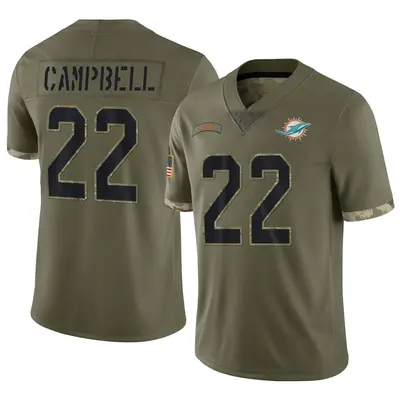 Men's Limited Elijah Campbell Miami Dolphins Olive 2022 Salute To Service Jersey
