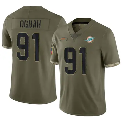 Men's Limited Emmanuel Ogbah Miami Dolphins Olive 2022 Salute To Service Jersey