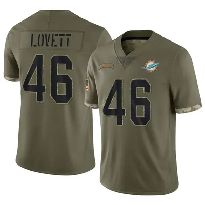 Men's Limited John Lovett Miami Dolphins Olive 2022 Salute To Service Jersey