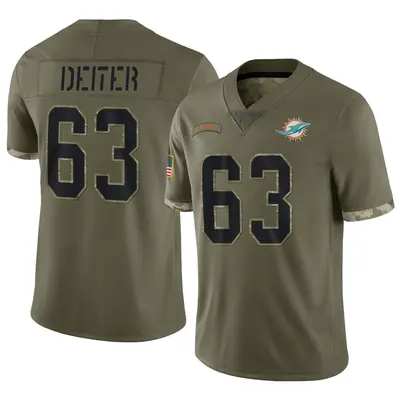 Men's Limited Michael Deiter Miami Dolphins Olive 2022 Salute To Service Jersey