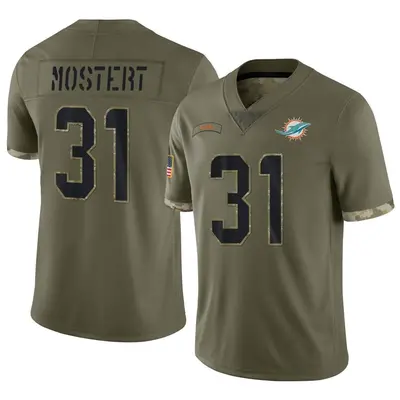 Men's Limited Raheem Mostert Miami Dolphins Olive 2022 Salute To Service Jersey