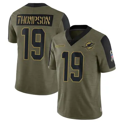 Men's Limited Skylar Thompson Miami Dolphins Olive 2021 Salute To Service Jersey