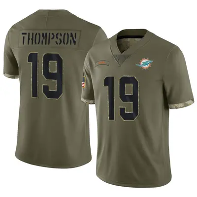 Men's Limited Skylar Thompson Miami Dolphins Olive 2022 Salute To Service Jersey