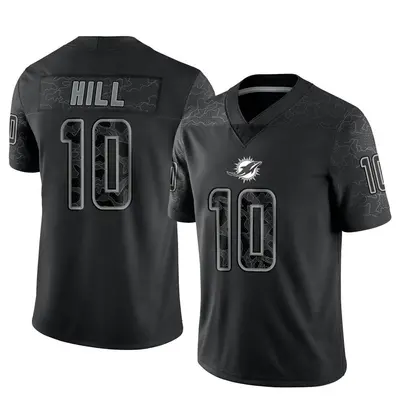 Men's Limited Tyreek Hill Miami Dolphins Black Reflective Jersey