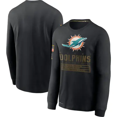Men's Miami Dolphins Black 2020 Salute to Service Sideline Performance Long Sleeve T-Shirt