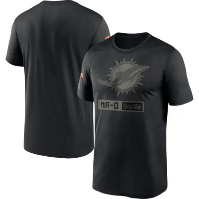 Men's Miami Dolphins Black 2020 Salute to Service Team Logo Performance T-Shirt