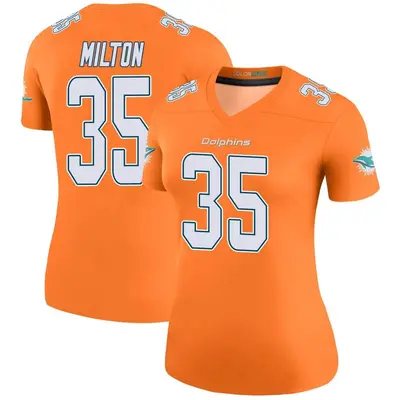 Women's Legend Chris Milton Miami Dolphins Orange Color Rush Jersey
