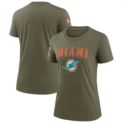 Women's Legend Miami Dolphins Olive 2022 Salute To Service T-Shirt