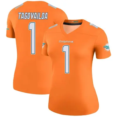 Women's Legend Tua Tagovailoa Miami Dolphins Orange Color Rush Jersey