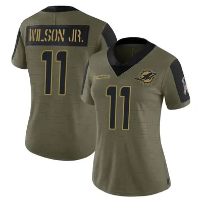 Women's Limited Cedrick Wilson Jr. Miami Dolphins Olive 2021 Salute To Service Jersey