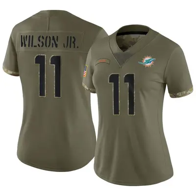 Women's Limited Cedrick Wilson Jr. Miami Dolphins Olive 2022 Salute To Service Jersey