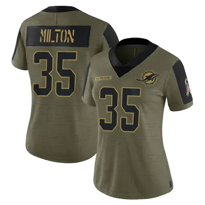 Women's Limited Chris Milton Miami Dolphins Olive 2021 Salute To Service Jersey