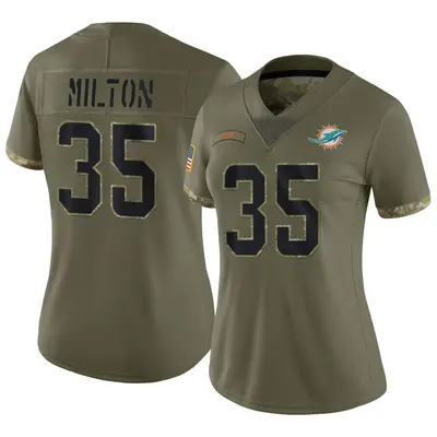 Women's Limited Chris Milton Miami Dolphins Olive 2022 Salute To Service Jersey