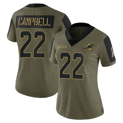 Women's Limited Elijah Campbell Miami Dolphins Olive 2021 Salute To Service Jersey