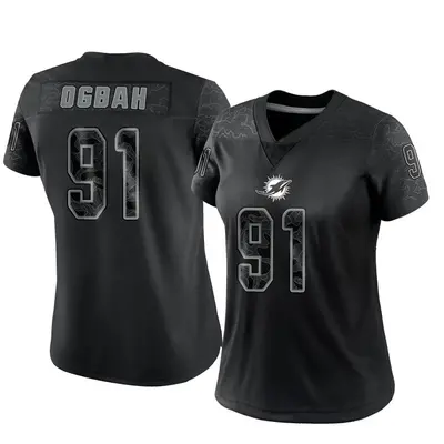 Women's Limited Emmanuel Ogbah Miami Dolphins Black Reflective Jersey