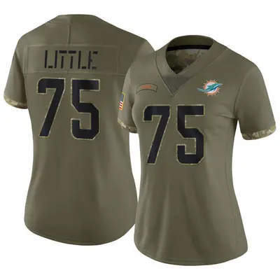 Women's Limited Greg Little Miami Dolphins Olive 2022 Salute To Service Jersey