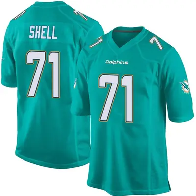 Youth Game Brandon Shell Miami Dolphins Aqua Team Color Jersey