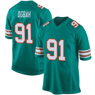 Youth Game Emmanuel Ogbah Miami Dolphins Aqua Alternate Jersey