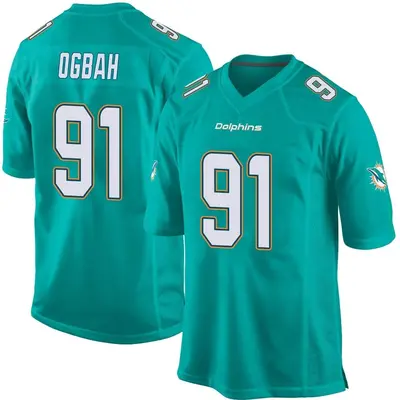 Youth Game Emmanuel Ogbah Miami Dolphins Aqua Team Color Jersey