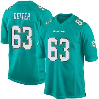 Youth Game Michael Deiter Miami Dolphins Aqua Team Color Jersey