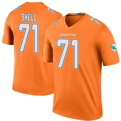 Youth Legend Brandon Shell Miami Dolphins Orange Color Rush Jersey