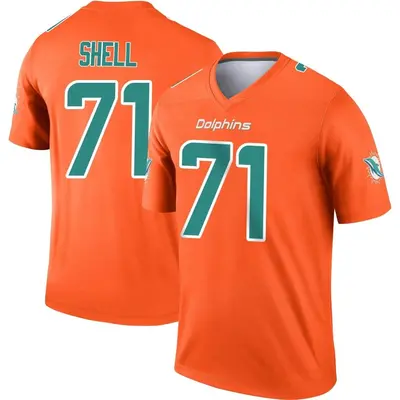 Youth Legend Brandon Shell Miami Dolphins Orange Inverted Jersey