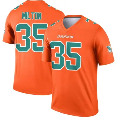 Youth Legend Chris Milton Miami Dolphins Orange Inverted Jersey