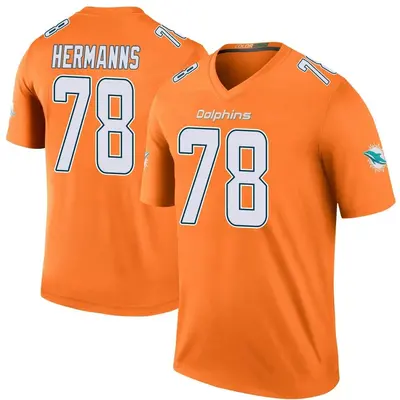 Youth Legend Grant Hermanns Miami Dolphins Orange Color Rush Jersey