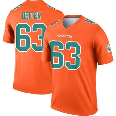 Youth Legend Michael Deiter Miami Dolphins Orange Inverted Jersey