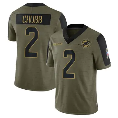 Youth Limited Bradley Chubb Miami Dolphins Olive 2021 Salute To Service Jersey
