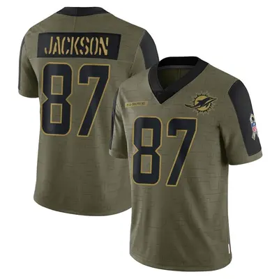 Youth Limited Calvin Jackson Miami Dolphins Olive 2021 Salute To Service Jersey
