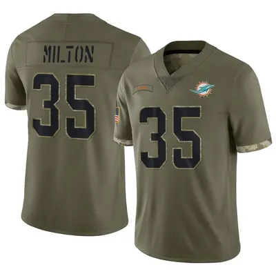Youth Limited Chris Milton Miami Dolphins Olive 2022 Salute To Service Jersey