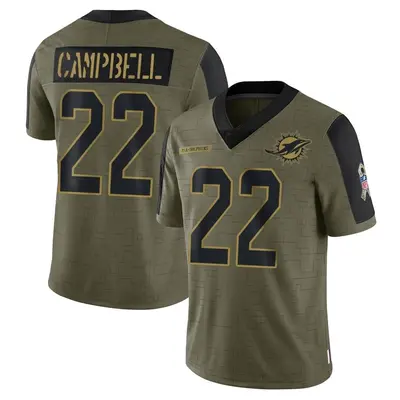 Youth Limited Elijah Campbell Miami Dolphins Olive 2021 Salute To Service Jersey