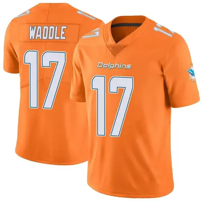 Youth Limited Jaylen Waddle Miami Dolphins Orange Color Rush Jersey