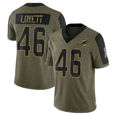Youth Limited John Lovett Miami Dolphins Olive 2021 Salute To Service Jersey