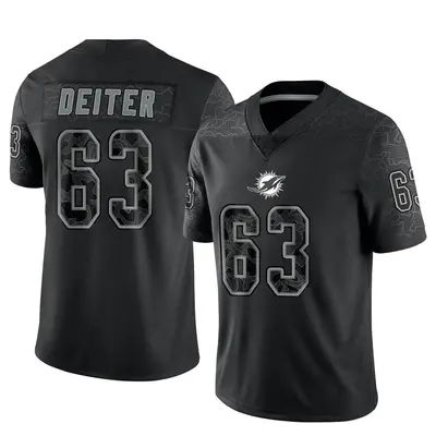 Youth Limited Michael Deiter Miami Dolphins Black Reflective Jersey