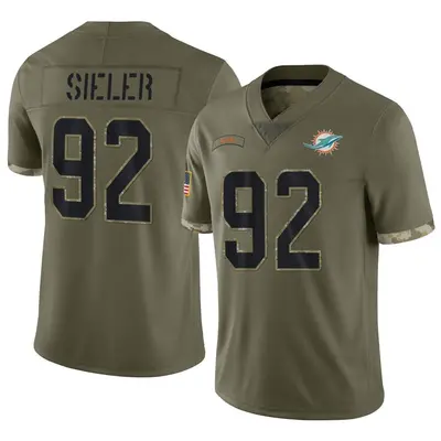 Youth Limited Zach Sieler Miami Dolphins Olive 2022 Salute To Service Jersey